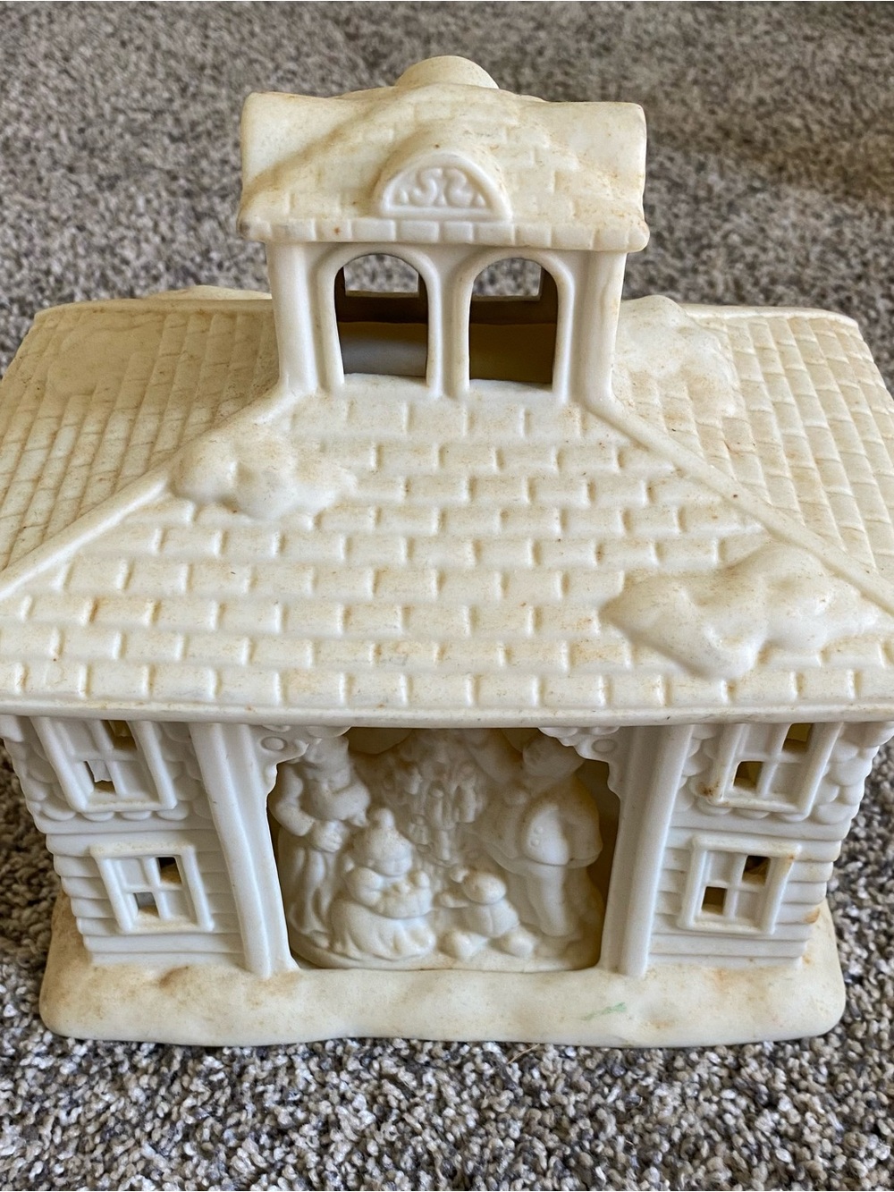 PartyLite Cream White Ceramic Holiday Church Tealight House